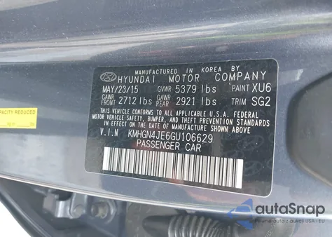 2016 Hyundai Genesis 3.8 from USA, damaged, VIN KMHGN4JE6GU106629